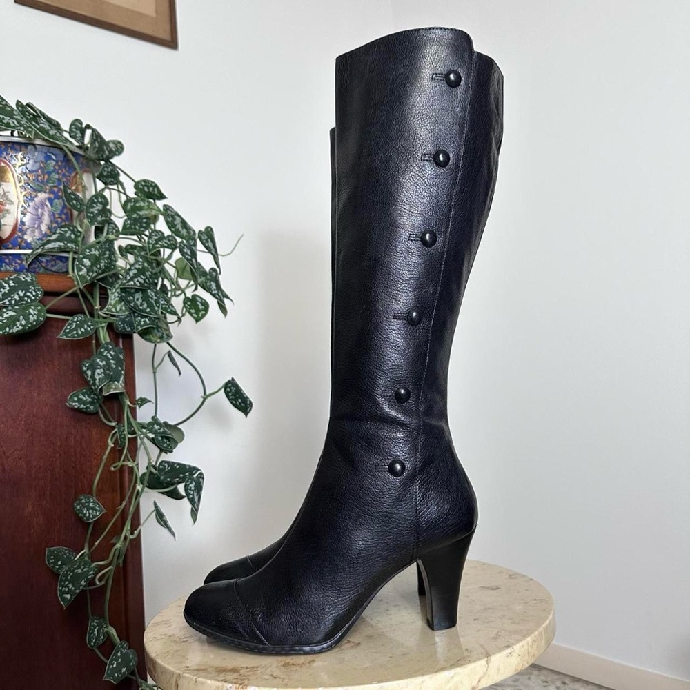 Vintage 90s 2000s knee high square rounded toe high heel boots Size 9.5